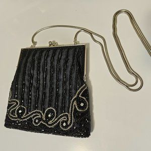 Black Beaded  Formal Evening Bag Andre Cellini Like New